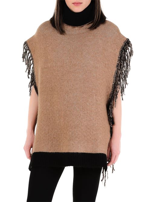 Poncho collo alto con frange Liu Jo | CF1189MA79L.S9089